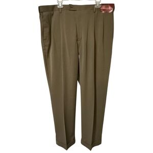 Louis Raphael NEW Hidden Ext Dress Pants 42x30 British Khaki Wool-Like Gaberdine
